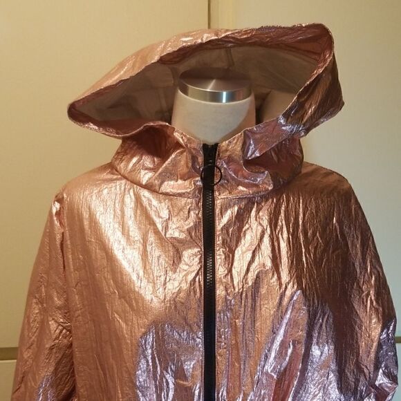 Kaylee Kollection Pink Lame Nylon Windbreaker, S - Picture 2 of 6